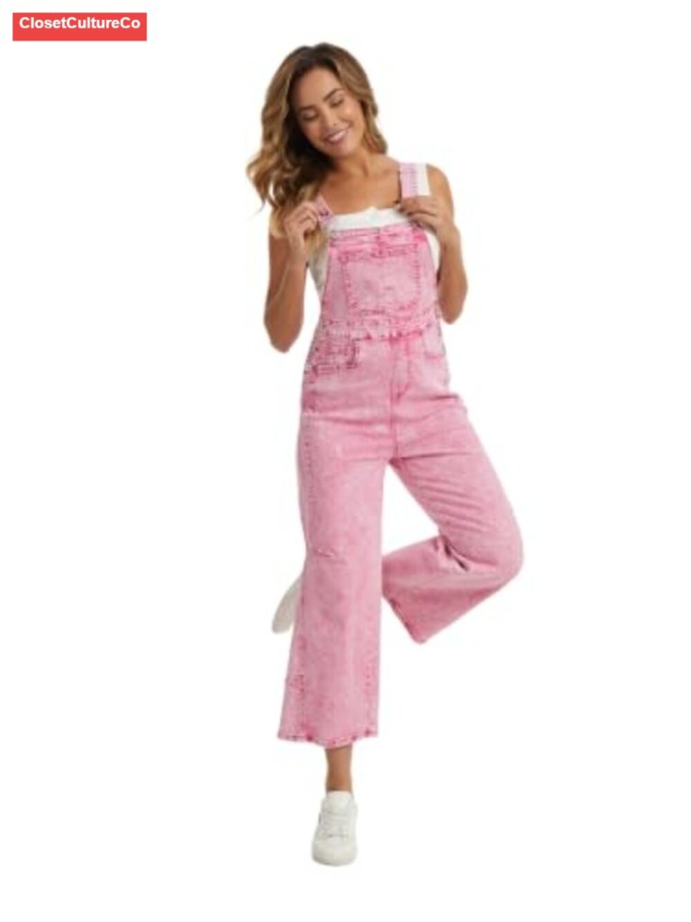 Women's Denim Overalls Loose Fit Baggy Wide Leg Jean with Pockets